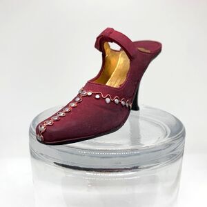 Collectible Miniature Shoe Decoration Burgundy and Metallic